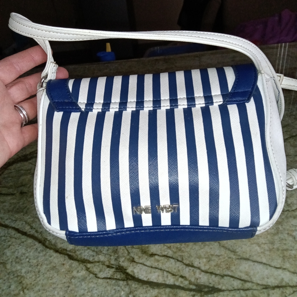 Nine West Blue and White Striped Women's Bag